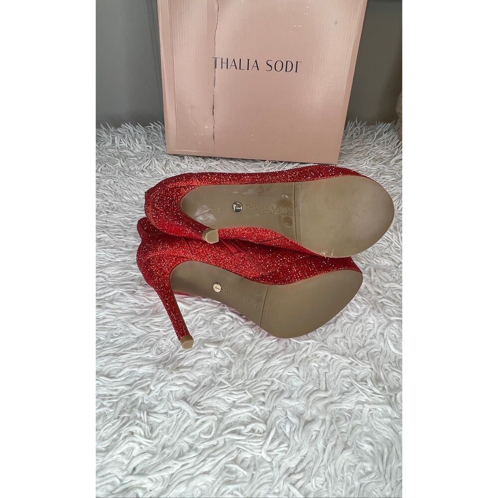 Thalia Sodi Chiara Platform Ankle Booties Red Rhinestone 7.5 NEW - Picture 6 of 9